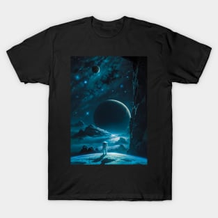 Astronaut Standing on a Tiny Planet T-Shirt